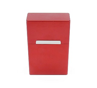 Metaal sigarettendoosje (aluminium) met een diep rode kleur
