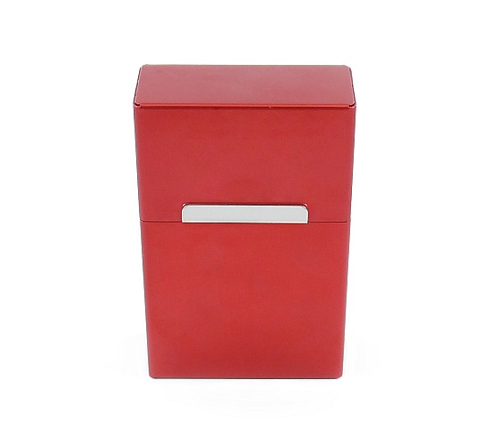 Metaal sigarettendoosje (aluminium) met een diep rode kleur