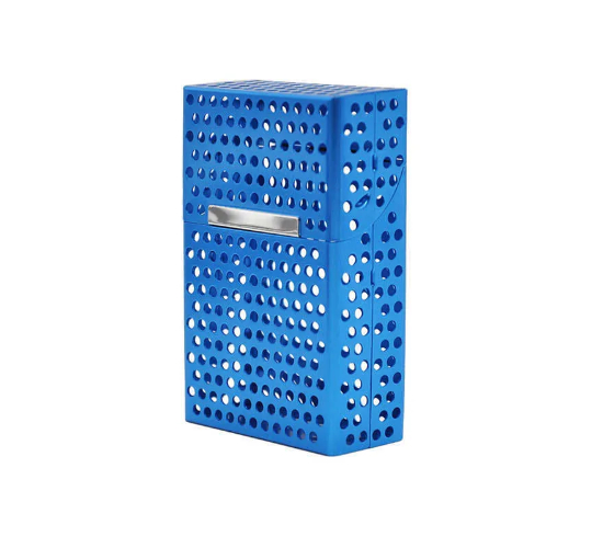 Blauw Aluminium sigarettendoosje met holes