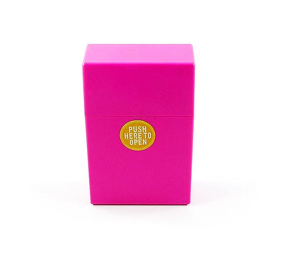 Paars/roze fluoriserend sigarettendoosje van het welbekende merk Clicbox