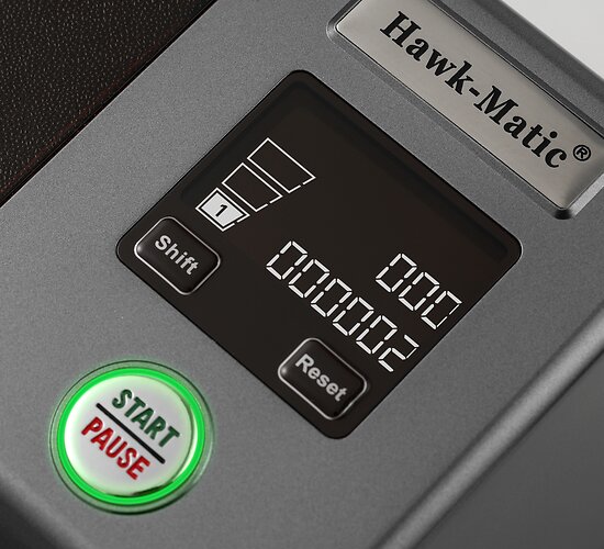 Display en startknop van de Hawkmatic HK3