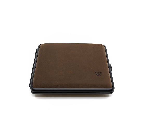 Leer suede sigarettendoosje bruin