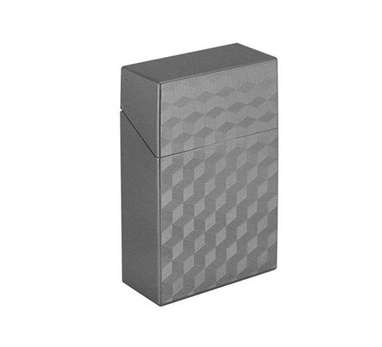 Zilver metallic sigarettendoosje met geometrische patronen