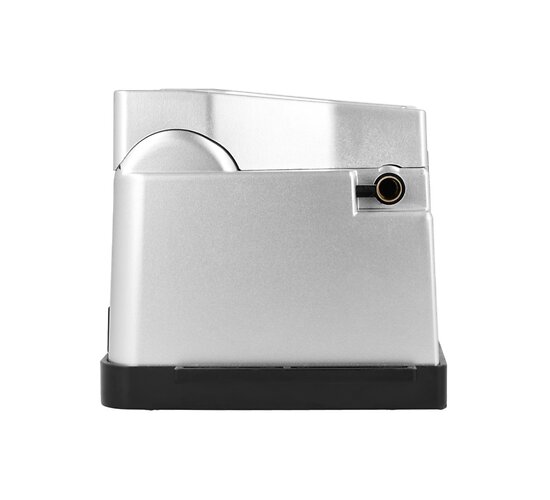 Zorr Powermatic 2 Plus elektrische hulzenvuller zijaanzicht met hulzenhouder