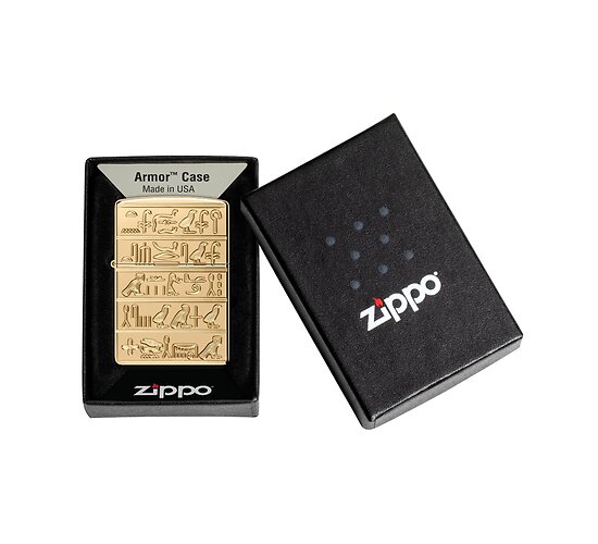 60007668 zippo hieroglyphs high polish brass armor