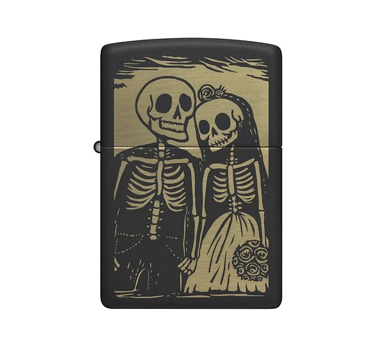 60007808 zippo skeleton couple design black matte