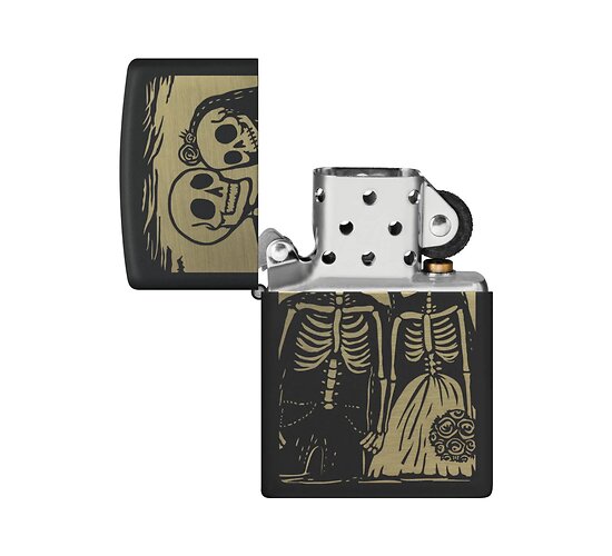 60007808 zippo skeleton wedding black matte