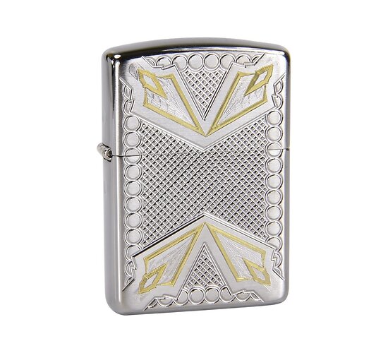 Armor zippo met diep gegraveerde patroon