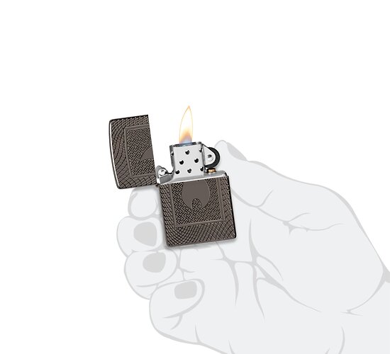 Armor zippo flame pattern design black ice