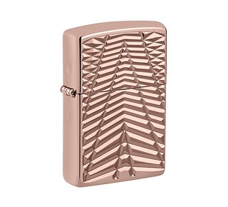 Zippo Geometric Pattern Armor aansteker roségoud met gepolijste afwerking en diep gegraveerd 3D geometrisch patroon