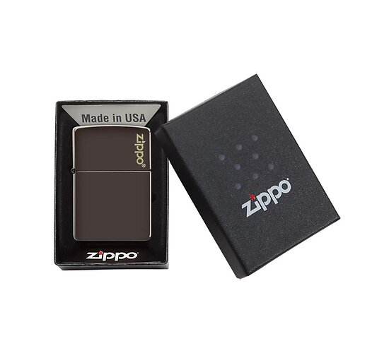 Brown flat zippo with logo