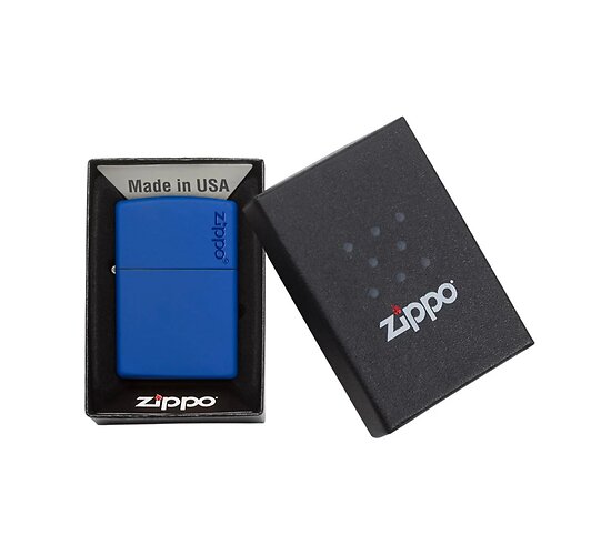 Doosje met de Royal blue (+ logo) van Zippo