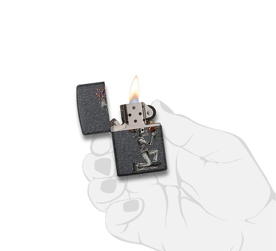 Classic zippo day of the dead man on knees