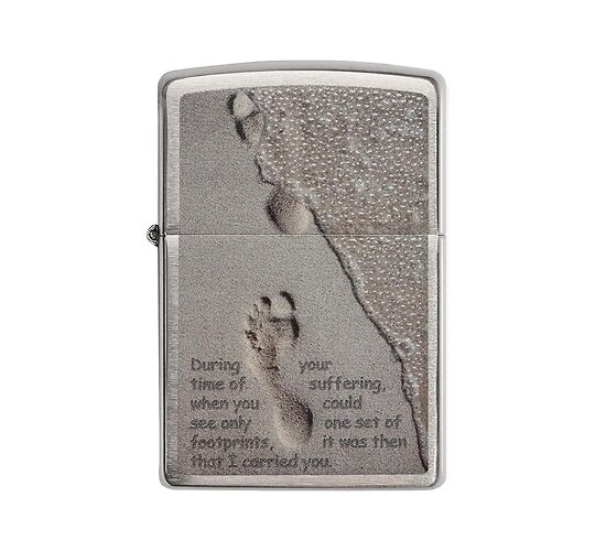 Classic zippo footprint in sand