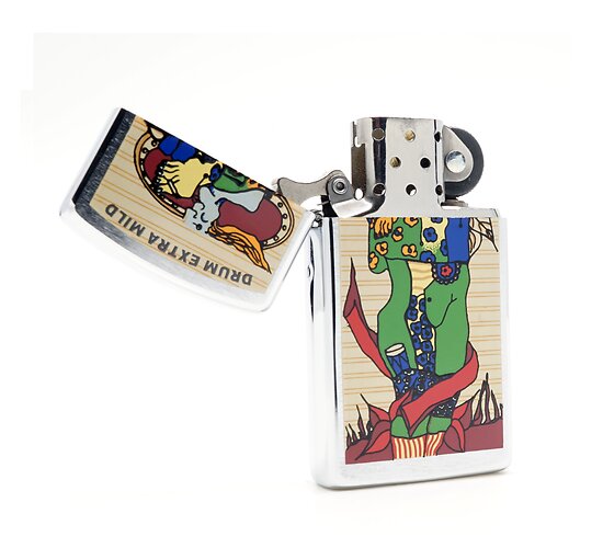 Drum zippo slim open inside