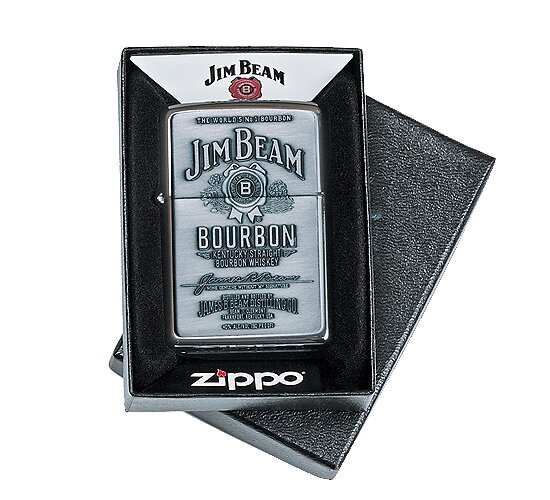 Zippo Jim Beam label (chrome) The World's No 1 Bourbon
