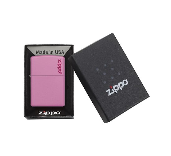 Doosje met de Pink matte (+ logo) van Zippo
