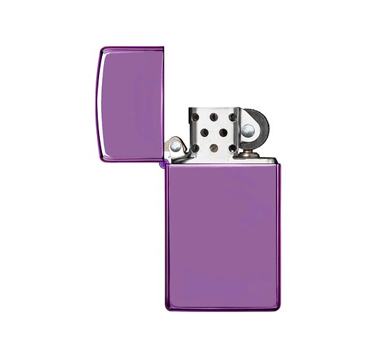 Slim zippo met hoogglans paars (Abyss) finish