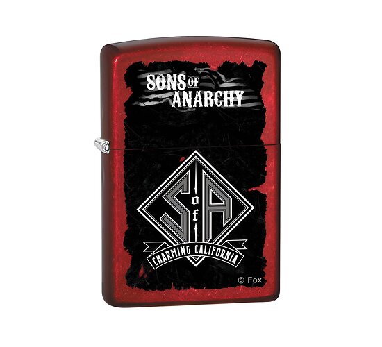 Sons of Anarchy™ charming california Zippo aansteker in rood met zwarte print en Street Chrome afwerking