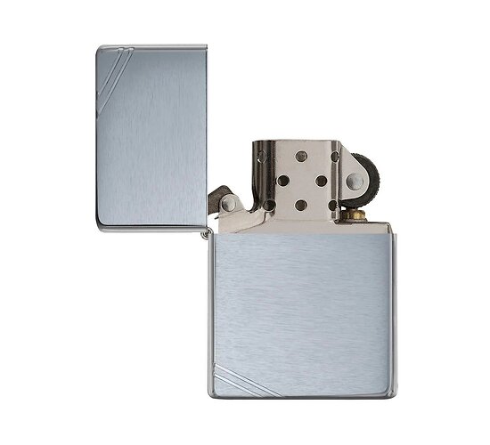 Vintage zippo brushed chrome slashes