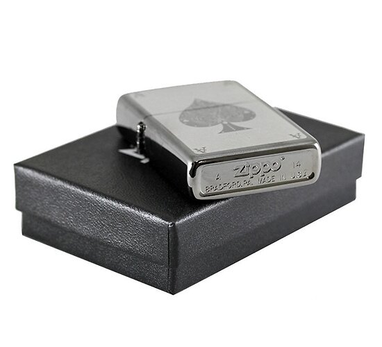 Black Ice® finished zippo body spades filigree