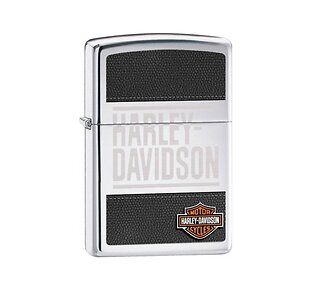 Zippo Harley Davidson 2015 gepolijste chrome aansteker met zwart reliëf en Harley-Davidson logo