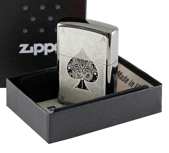Zippo Ace Filigree 2002706 hoogglans black ice