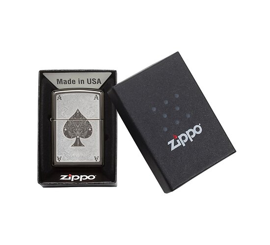 Zippo ace filigree black ice two tone engraving