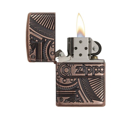 Zippo armor gears design antique copper