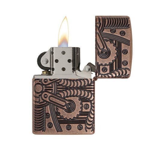 Zippo armor gears design antique copper multicut