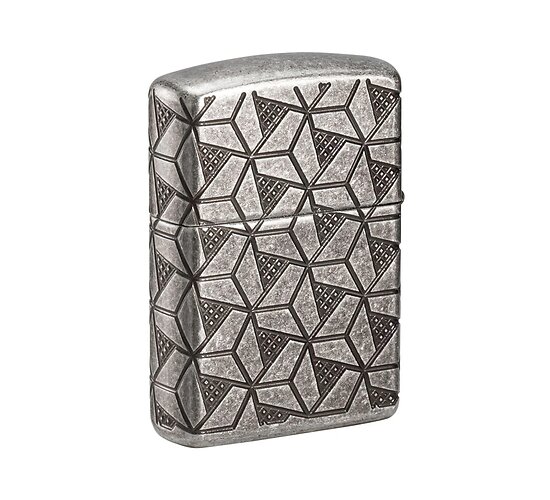 Zippo armor geometric pattern design antique silver