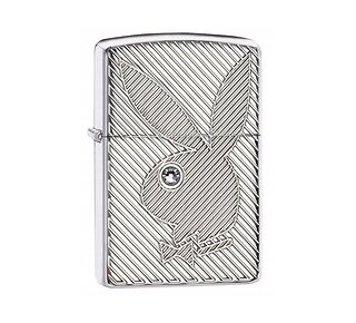 Zippo Playboy Crystal eye Armor aansteker in gepolijst chrome met diepe gravure en Swarovski kristal in het oog