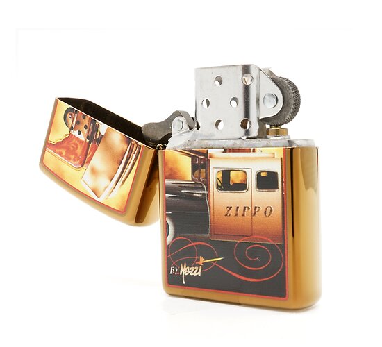 Zippo auto vlammen brons mazzi