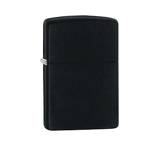 Zippo aansteker in matzwarte kleur met een matte afwerking en klassiek Regular formaat