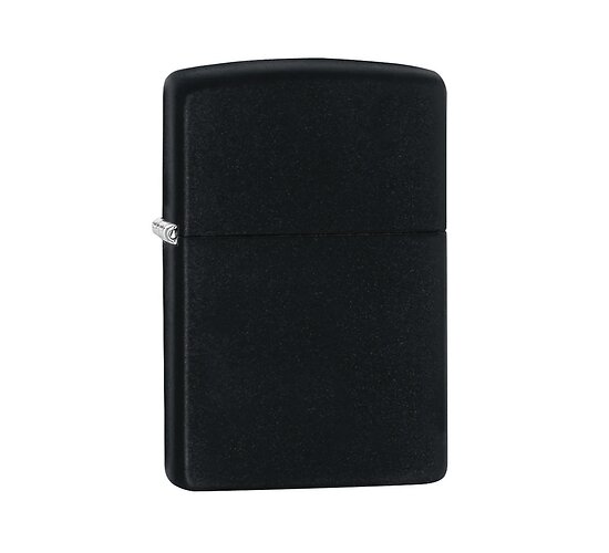 Zippo aansteker in matzwarte kleur met een matte afwerking en klassiek Regular formaat