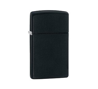 Zippo Black slim aansteker met matte zwarte afwerking en slank design