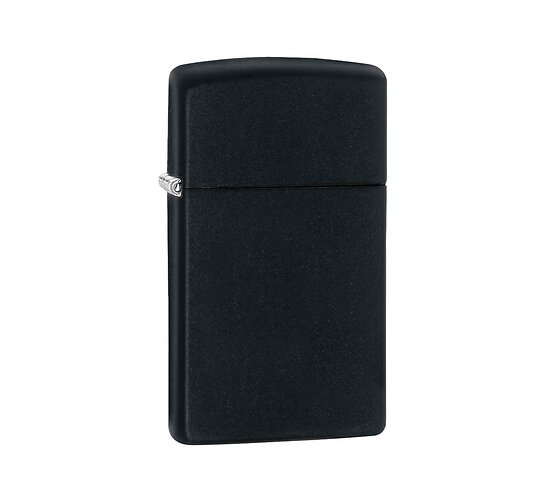 Zippo Black slim aansteker met matte zwarte afwerking en slank design