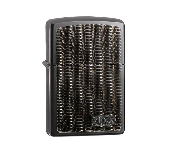 Zippo braided design regular aansteker in gepolijste black ice kleur met vlechtpatroon embleem in reliëf