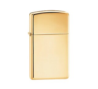 Zippo brass high polished slim aansteker met glanzende messing afwerking