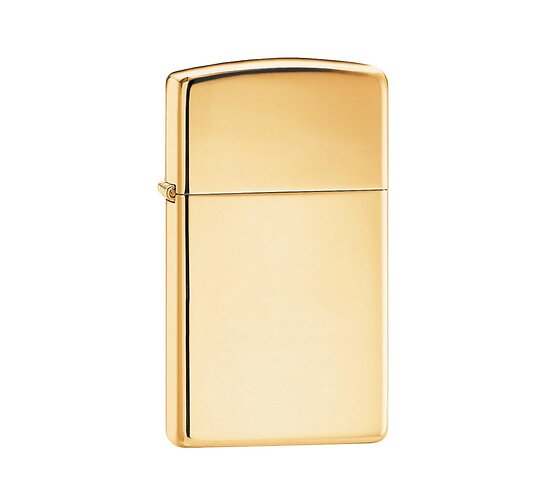 Zippo brass high polished slim aansteker met glanzende messing afwerking
