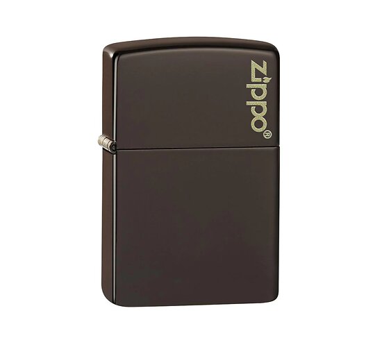 Zippo Brown met glanzende kastanjebruine flat color afwerking en klassiek Zippo-logo in gouden print