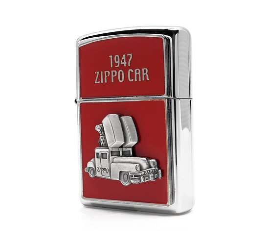 Zippo car 1947 embleem rood red