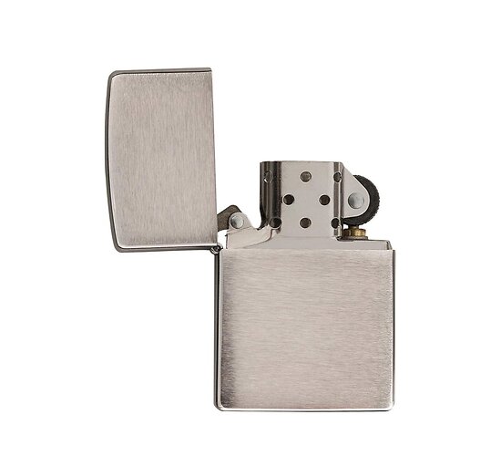 Zippo chrome brushed open