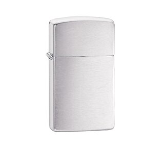 Zippo chrome brushed slim aansteker met matte, geborstelde chrome afwerking