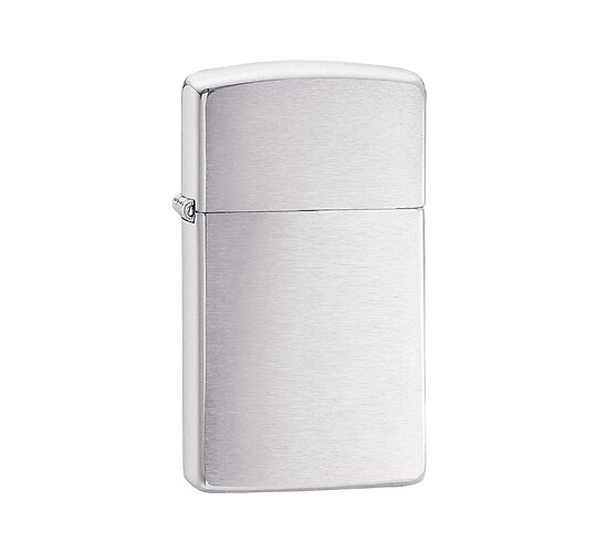 Zippo chrome brushed slim aansteker met matte, geborstelde chrome afwerking