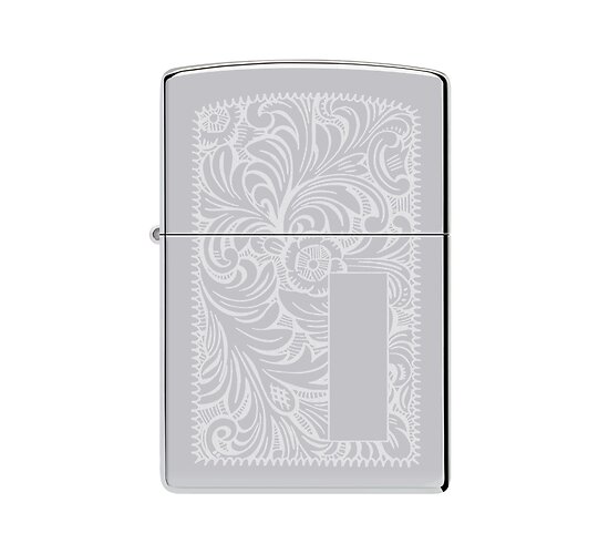 Hoogglans chromen zippo met Venetiaanse stijl