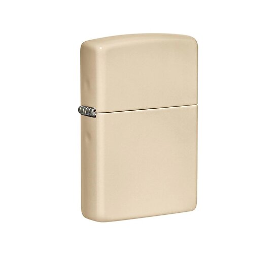 Zippo Flat Sand aansteker in een beige kleur met matte, gladde behuizing en regular model