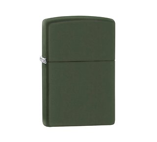 Zippo Green matte regular aansteker met een diepe matte legergroene afwerking