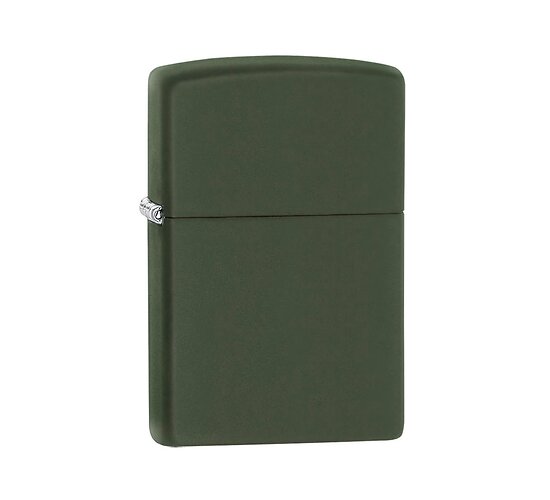 Zippo Green matte regular aansteker met een diepe matte legergroene afwerking