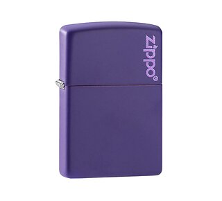 Zippo Purple matte met subtiel lichtpaars Zippo-logo op het deksel, regular type aansteker